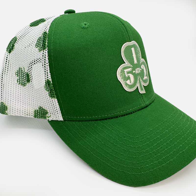 512 Clover Trucker Hat, Kati - Printed Mesh Trucker Cap - S700M, Kelly Green/White/Clover