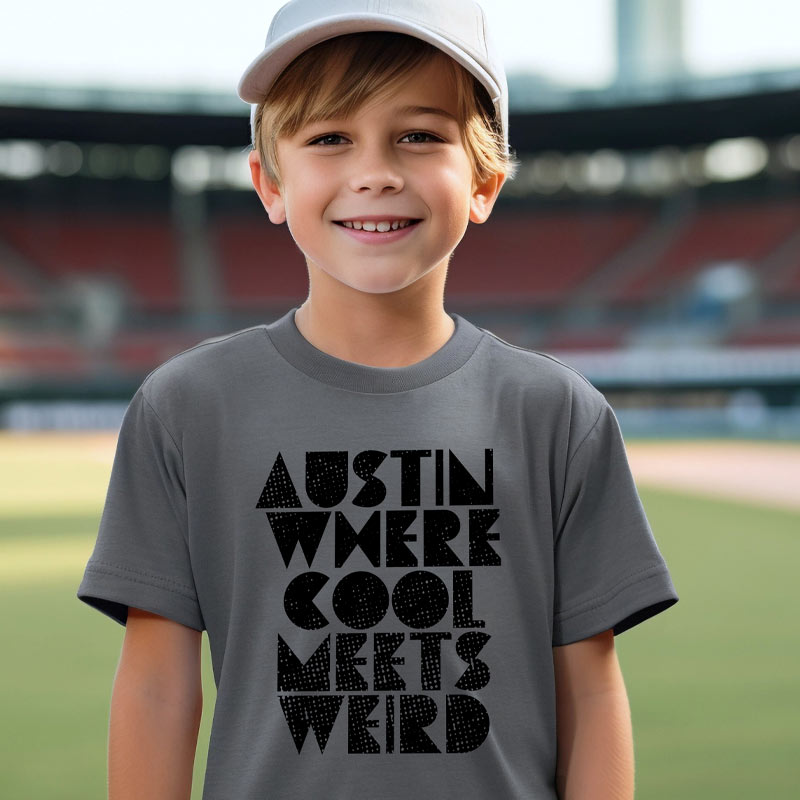 Austin, where cool meets weird, with this youth t-shirt