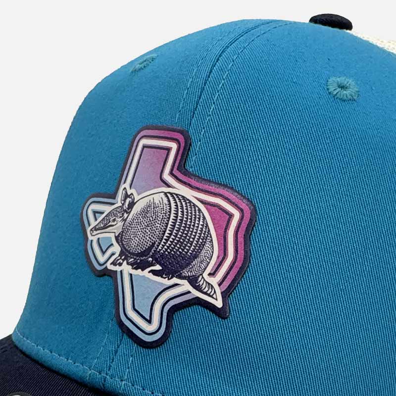 Armadillo Texas Trucker Hat, Richardson - Low Pro Trucker Cap - 115, Blue Teal/Birch/Navy