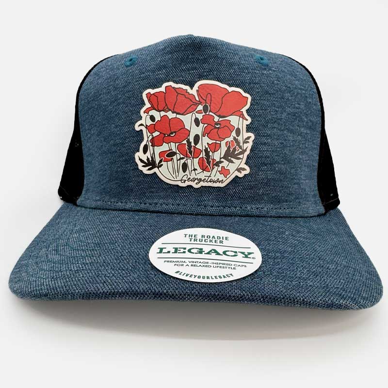 Georgetown Poppies Trucker Hat, LEGACY - Five-Panel Trucker Cap - ROADIE