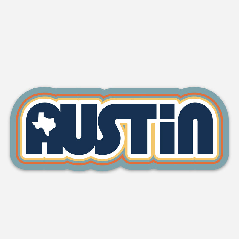 Retro Austin Vinyl Sticker by Gusto Graphic Tees