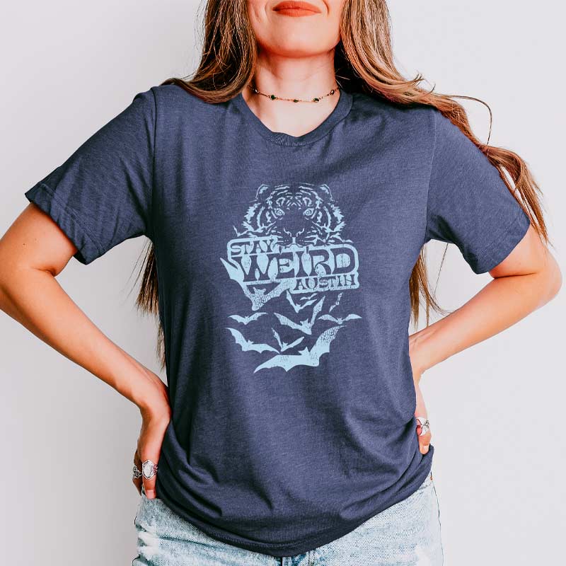 Stay Weird Austin T-shirt Navy Bella+Canvas 3001CVC